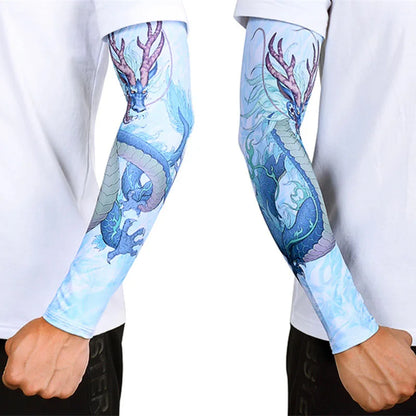 Dragon Game Arm Sleeves, Arm Warmers, Cycling Cuffs, Arm Warmers, Quick Dry, Sport Gaming, Tattoo Sleeve, Elbow Pads, Arm Cover